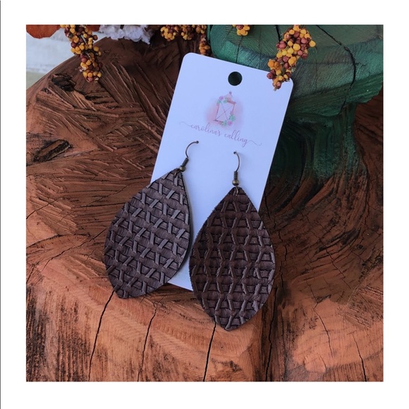 Vegan Leather Earrings - Picture 5 of 5